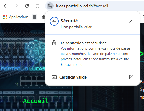 Preuve de fonctionnement du HTTPS